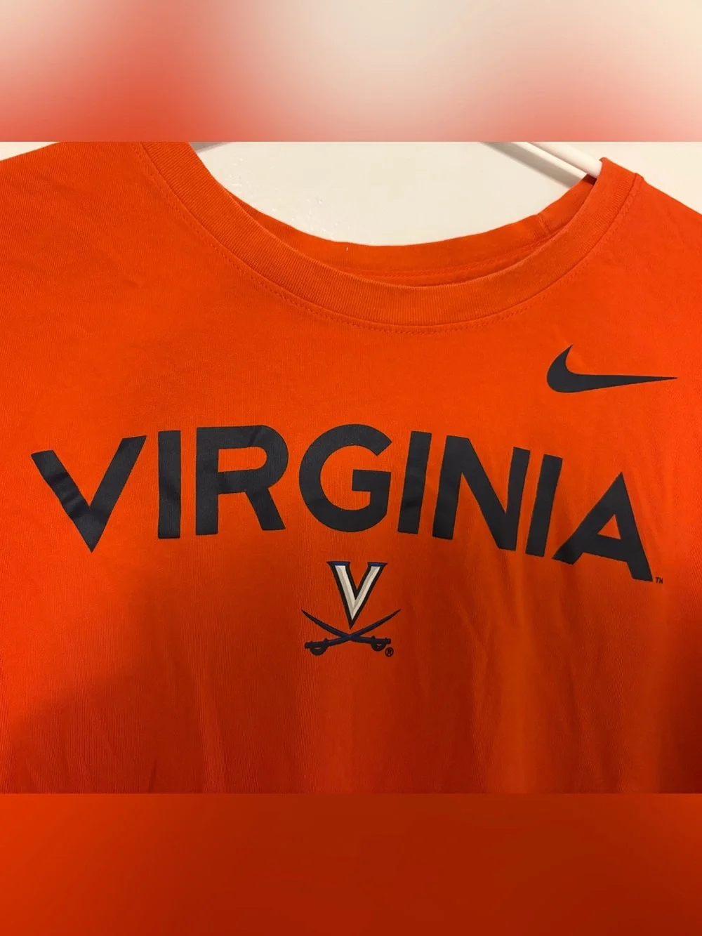 Nike UVA Virginia Cavaliers Long Sleeve Tee - Orange with Navy Logo